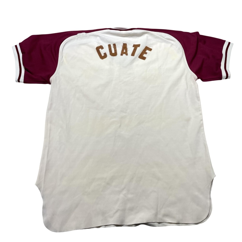 Vintage 60s Durene Shirt Mens White‎ Maroon Raglan Baseball Jersey CUATE 70s
